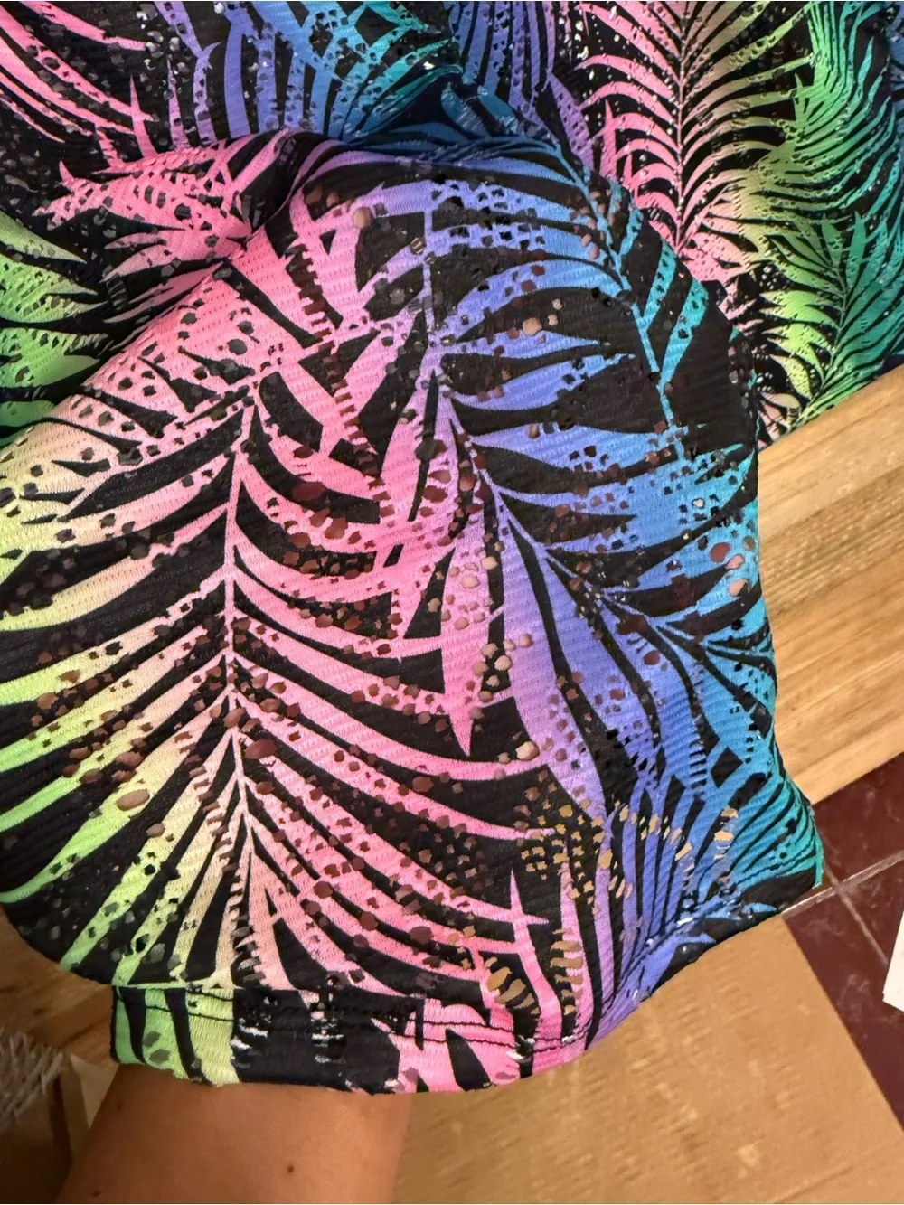 Justice Girls Neon Palm-Print Swim Coverup Pants - Pink, Green, Blue, Purple